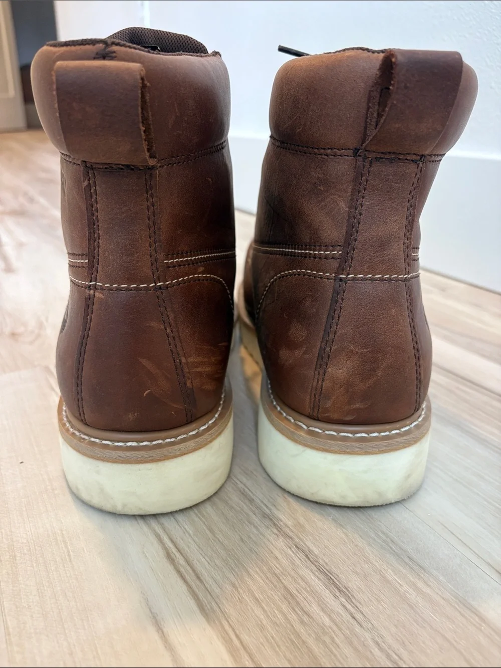 Wolverine Brown Leather Moc Toe Waterproof Work Boots